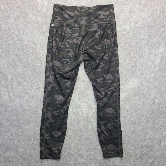 Fabletics Powerhold Camo Leggings Women's Medium Black‎ Gray Gym Running Hiking - Picture 2 of 8